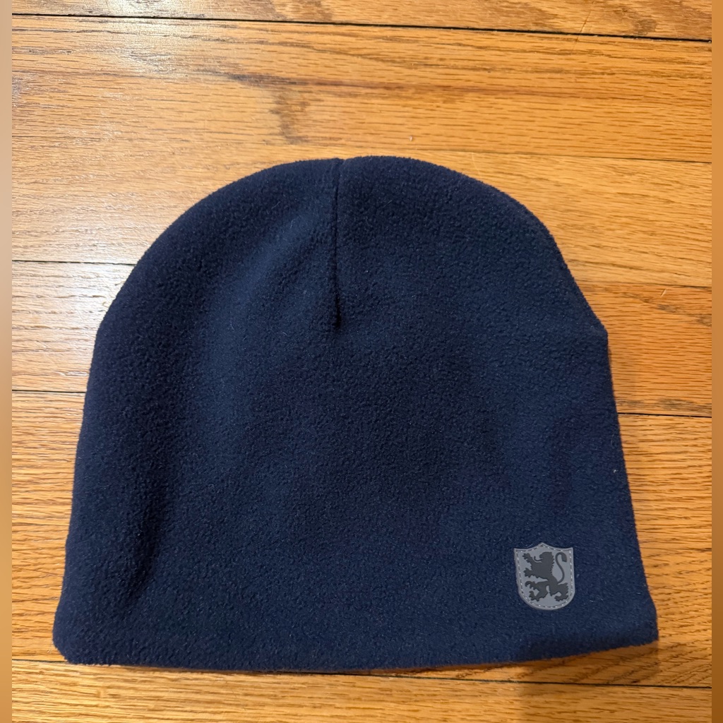 Navy Blue Fleece Beanie With Crest Navy Blue Fleece Beanie With Crest